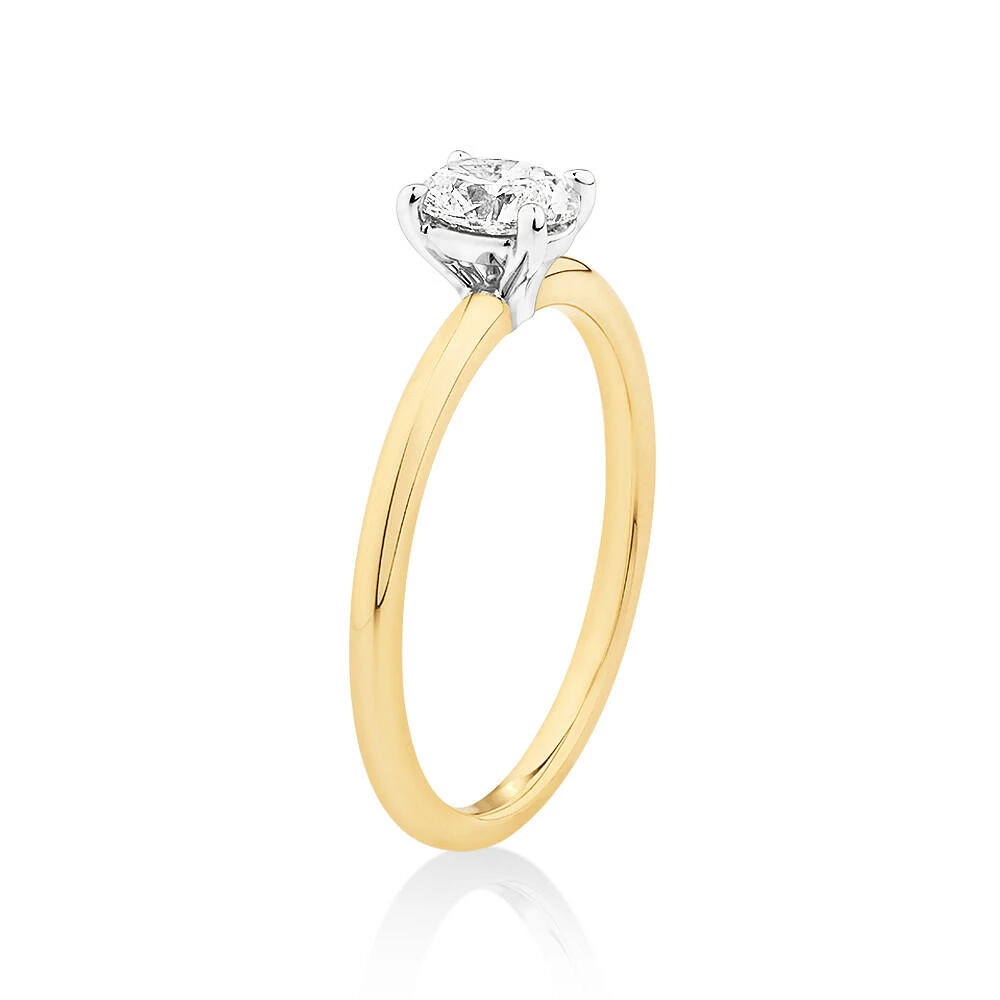 Certified Oval Solitaire Ring with 0.50 Carat TW of Diamonds in 14kt Yellow & White Gold