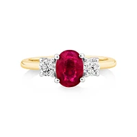 Ruby Ring with .40TW of Diamonds in 14kt Yellow and White Gold