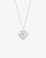 Engraved Heart Butterfly Locket With Chain in Sterling Silver