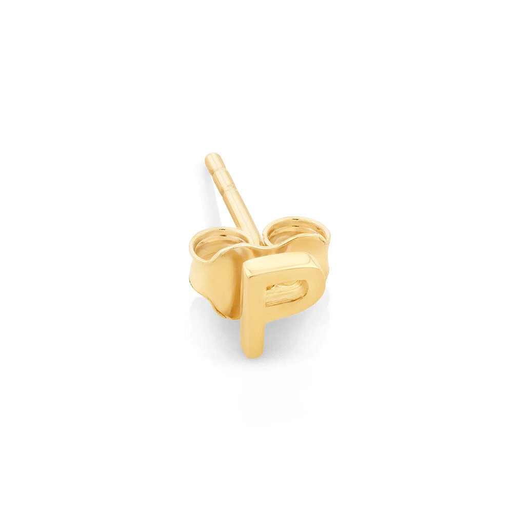 G Initial Single Stud Earring in 10kt Yellow Gold