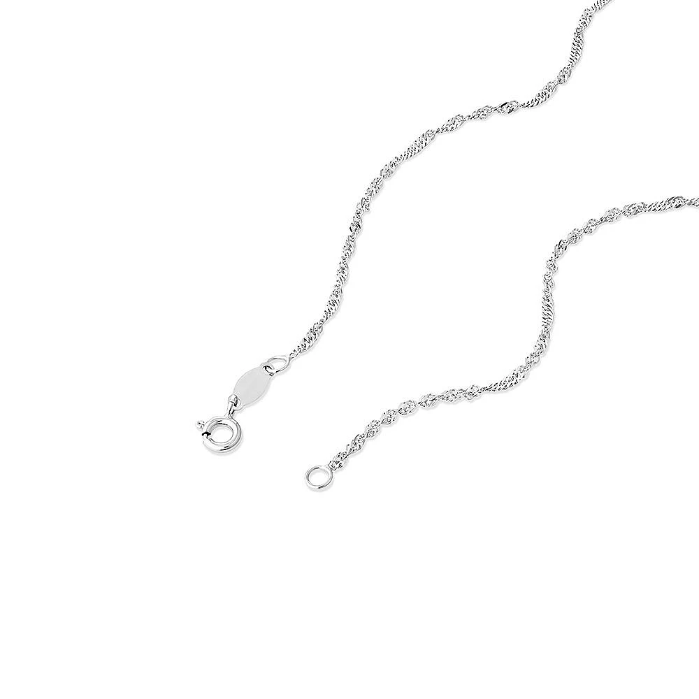 1.65mm Wide Solid Singapore Twist Chain in 10kt White Gold