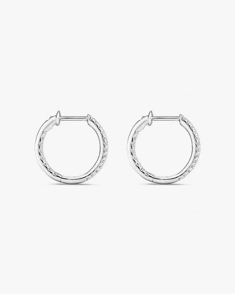 Hoop Earrings With 0.25 Carat TW Of Diamonds in 10kt White Gold