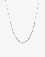 Cubic Zirconia Tennis and Cable Chain Necklace in Sterling Silver