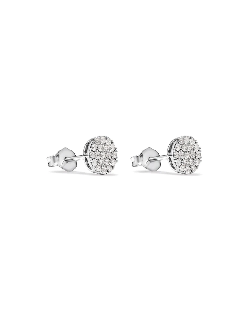 0.33 Carat TW Round Diamond Cluster Stud Earrings in 10kt White Gold