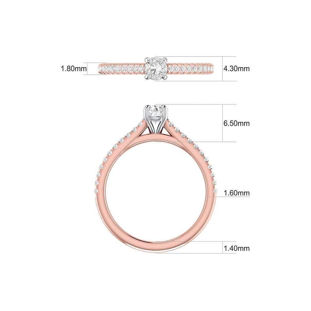 Bague de fiançailles en or blanc 14 K avec diamants totalisant 0,50 ct