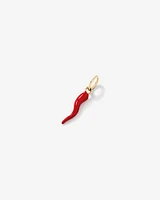 Red Cornicello Pendant in Sterling Silver and 10kt Yellow Gold