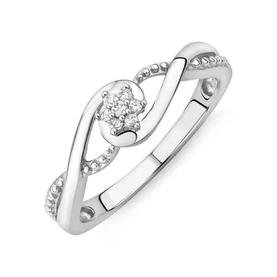 Promise Ring with Diamonds Sterling Silver