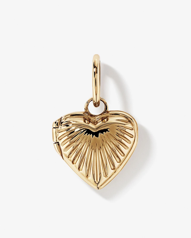 Sunray Love Heart Locket Pendant in 10kt Yellow Gold