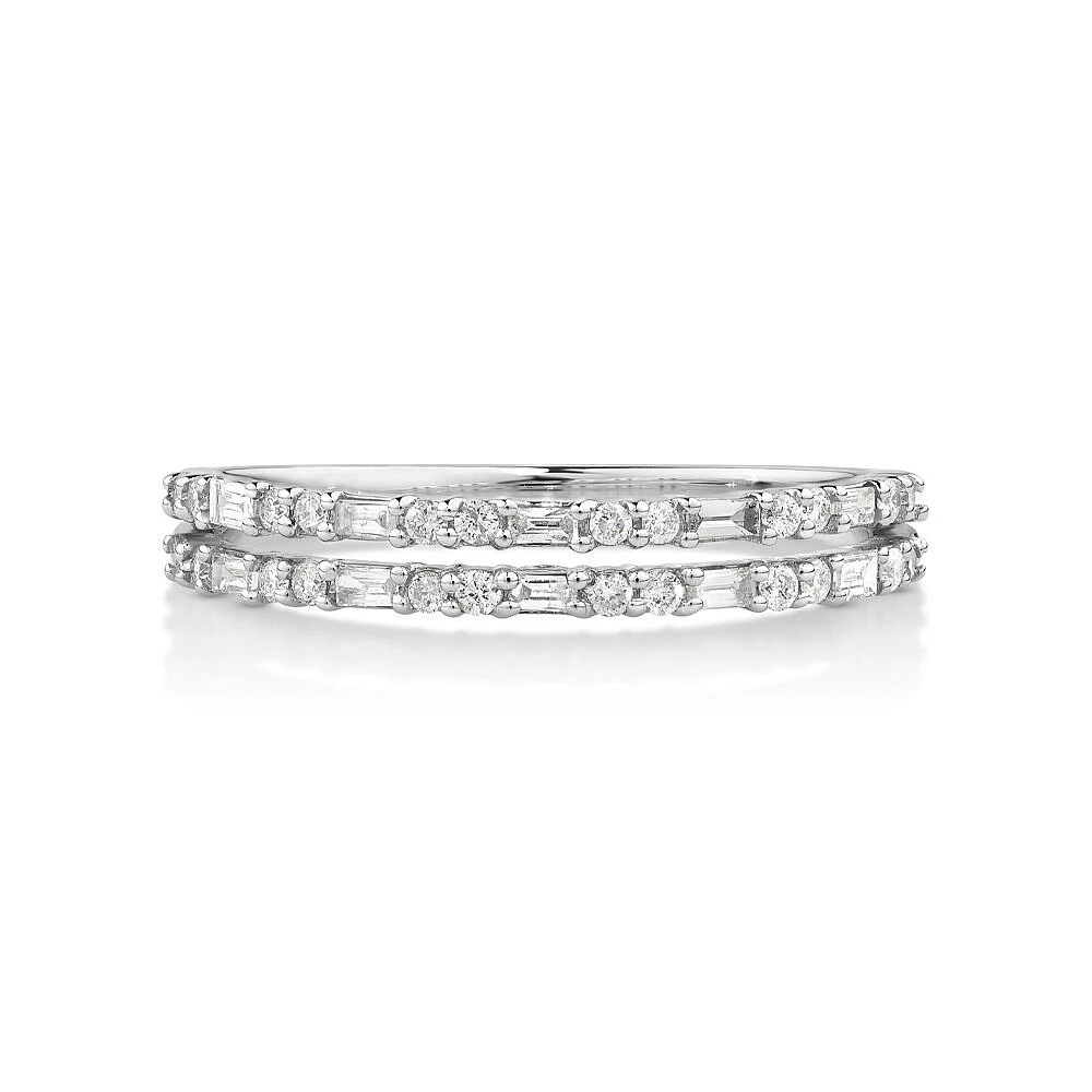 0.30 Carat TW Diamond Dot Dash Double Row Ring in 10kt White Gold