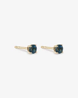 Round London Blue Topaz Birthstone Stud Earrings in 10kt Yellow Gold