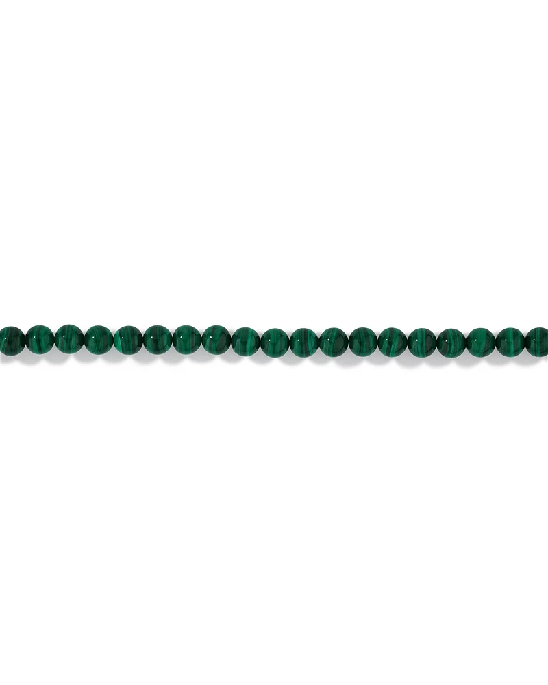 Bracelet de perles en gemme de malachite verte en argent sterling