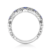 2 Row Bubble Ring with Sapphire and .75 Carat TW Diamonds in 14kt White Gold