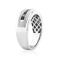 Men's Ring with Sapphire & 0.30 Carat TW of Diamonds in 10kt White Gold