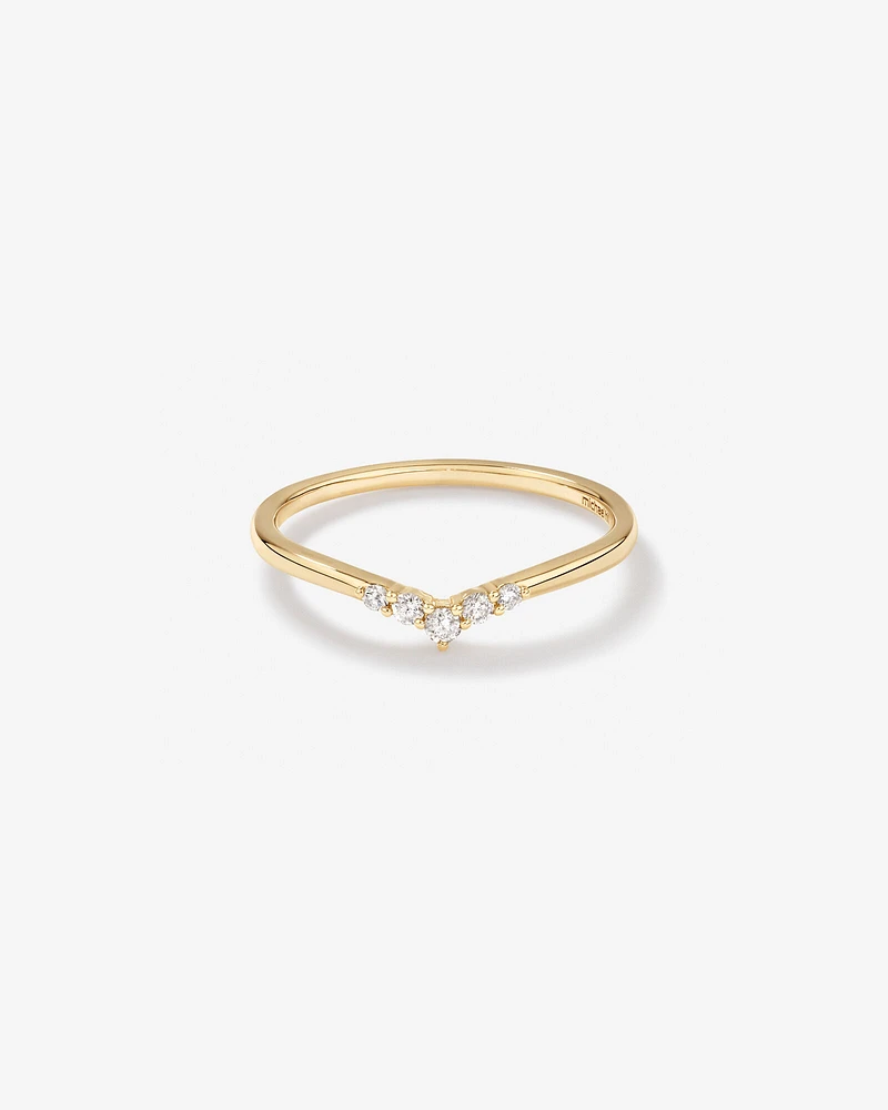 Diamond Chevron Wedding Band in 14kt Yellow Gold