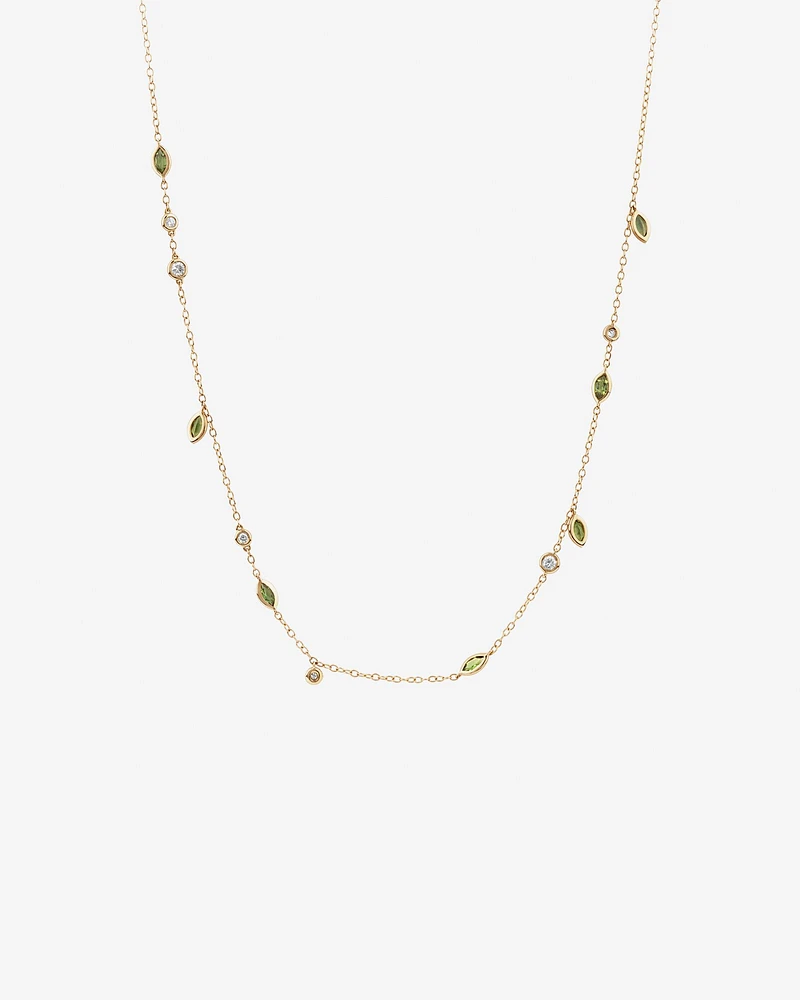 Necklace with Green Tourmaline & 0.14 Carat TW of Diamonds in 10kt Yellow Gold