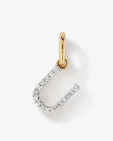 Diamond Letter U Initial Pendant in 10kt Yellow Gold