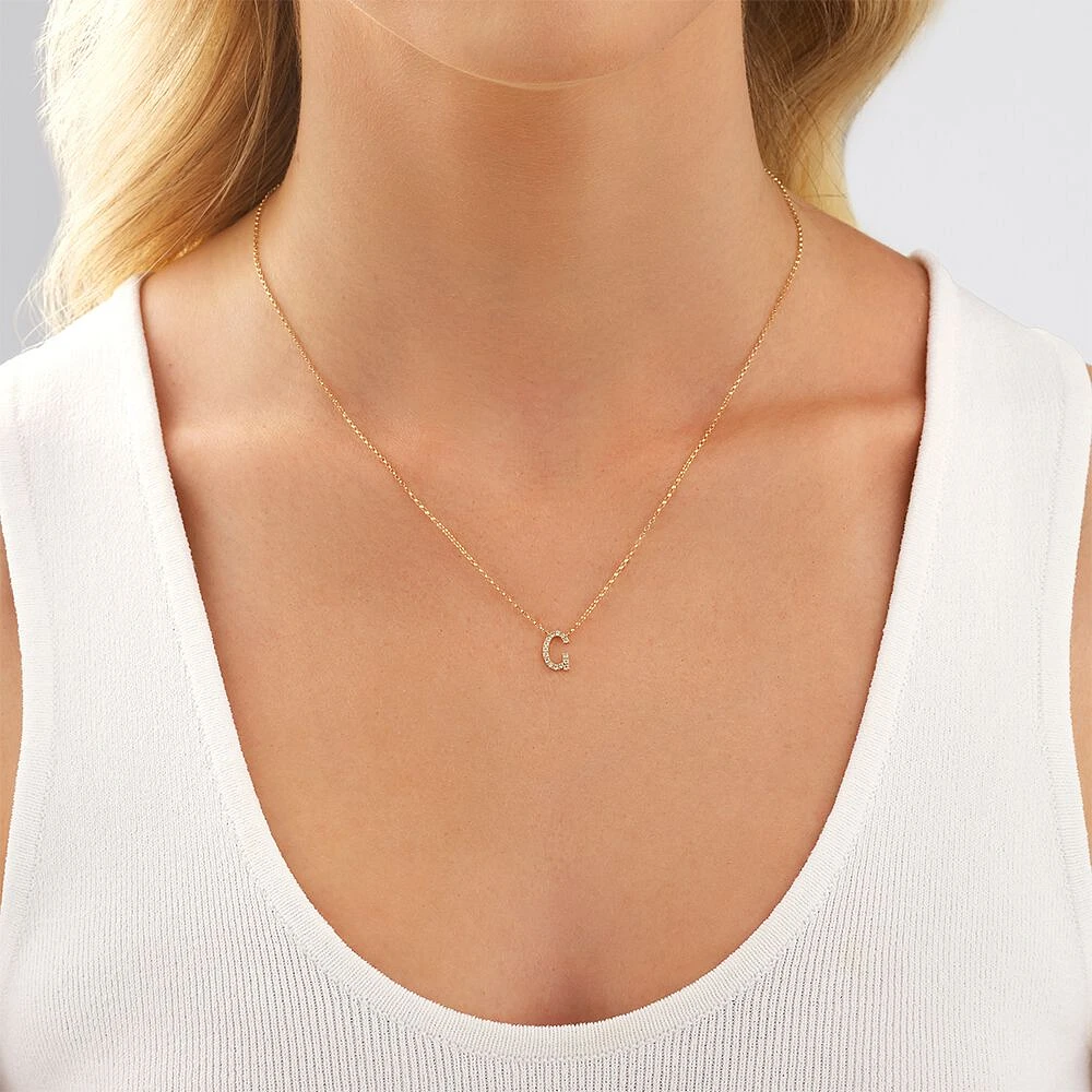 "K" Initial Necklace with 0.10 Carat TW of Diamonds in 10kt Yellow Gold