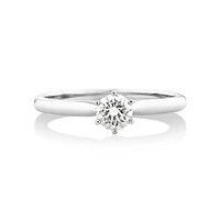 Certified Solitaire Engagement Ring with a 0.34 Carat TW Diamond in 18kt White Gold