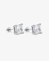 Boucles d'Oreilles Clous en Zircon Cubique Princesse de 7,5 mm en Argent Sterling