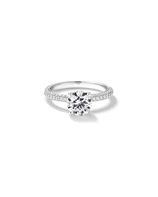 Bague de fiançailles solitaire avec accent latéral en diamant rond brillant de 1,95 carat TW, en or blanc 14 kt