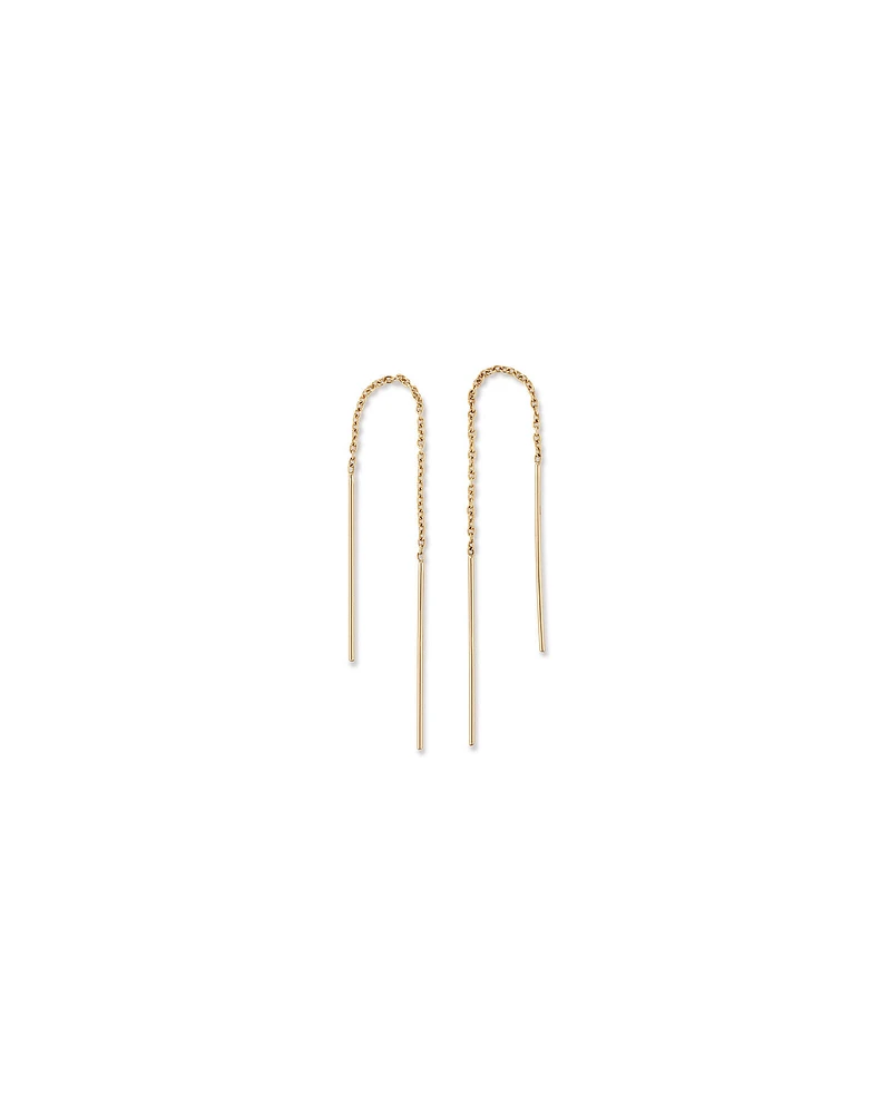 93mm Bar Threader Earrings in 10kt Yellow Gold