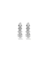 Cubic Zirconia Chevron Huggie Hoop Earrings in Sterling Silver