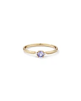 3 Stone Ring with Tanzanite & Diamonds in 10kt Yellow Gold