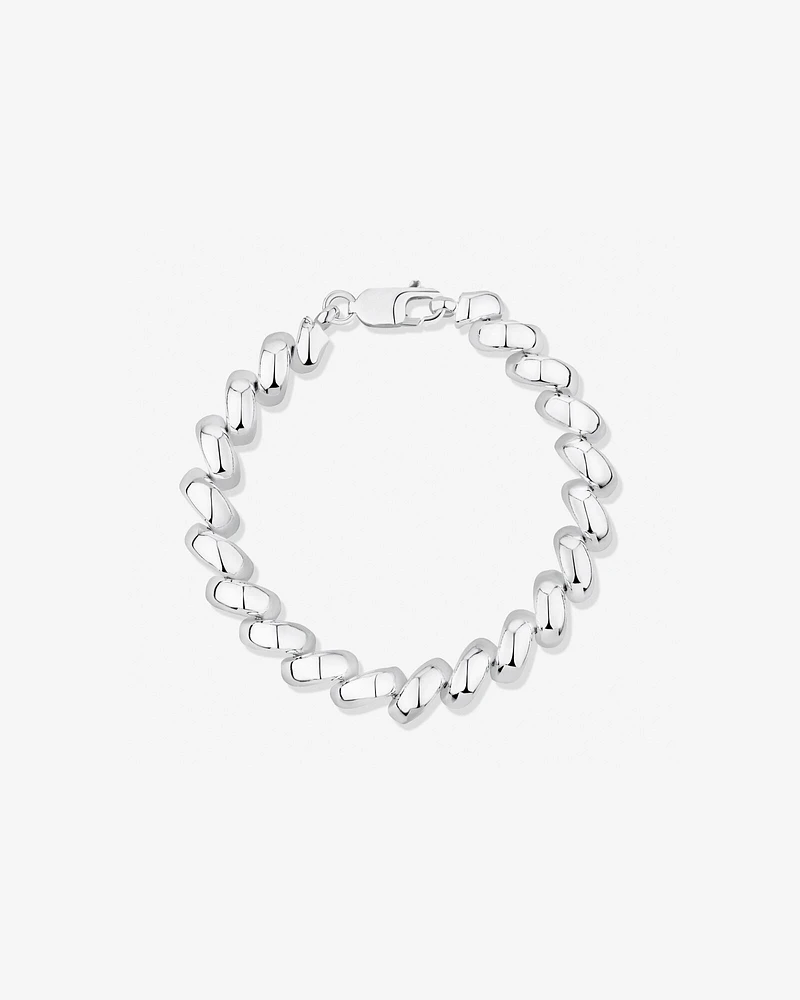 9.5mm Wide Hollow San Marco Chain Bracelet in Sterling Silver