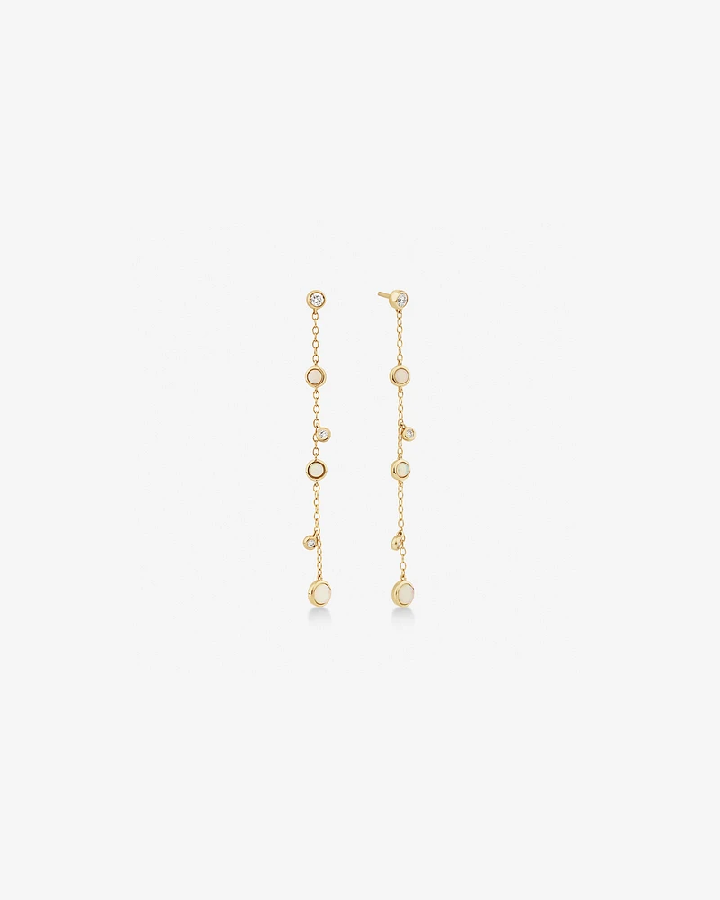 Drop Earrings with Opal & 0.15 Carat TW of Diamonds in 10kt Yellow Gold