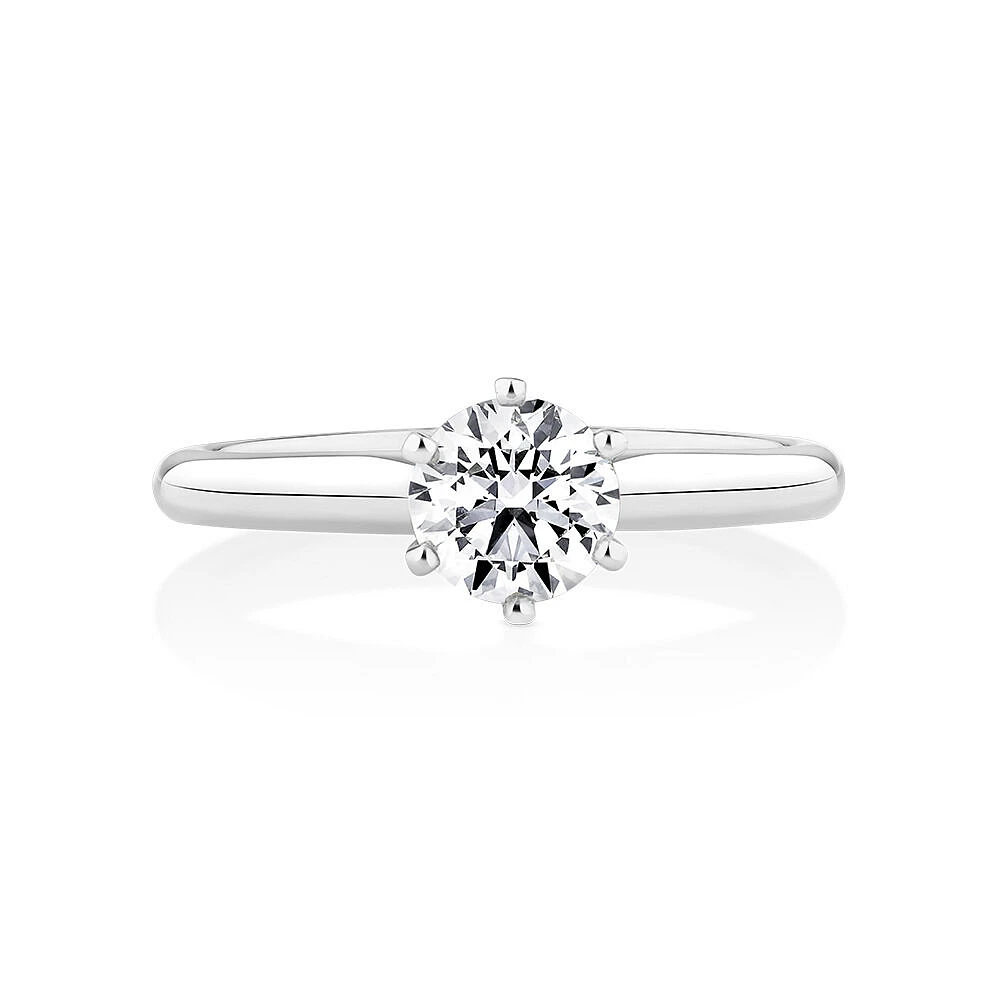 Certified Solitaire Engagement Ring with a 3/4 Carat TW Diamond in 18kt White Gold