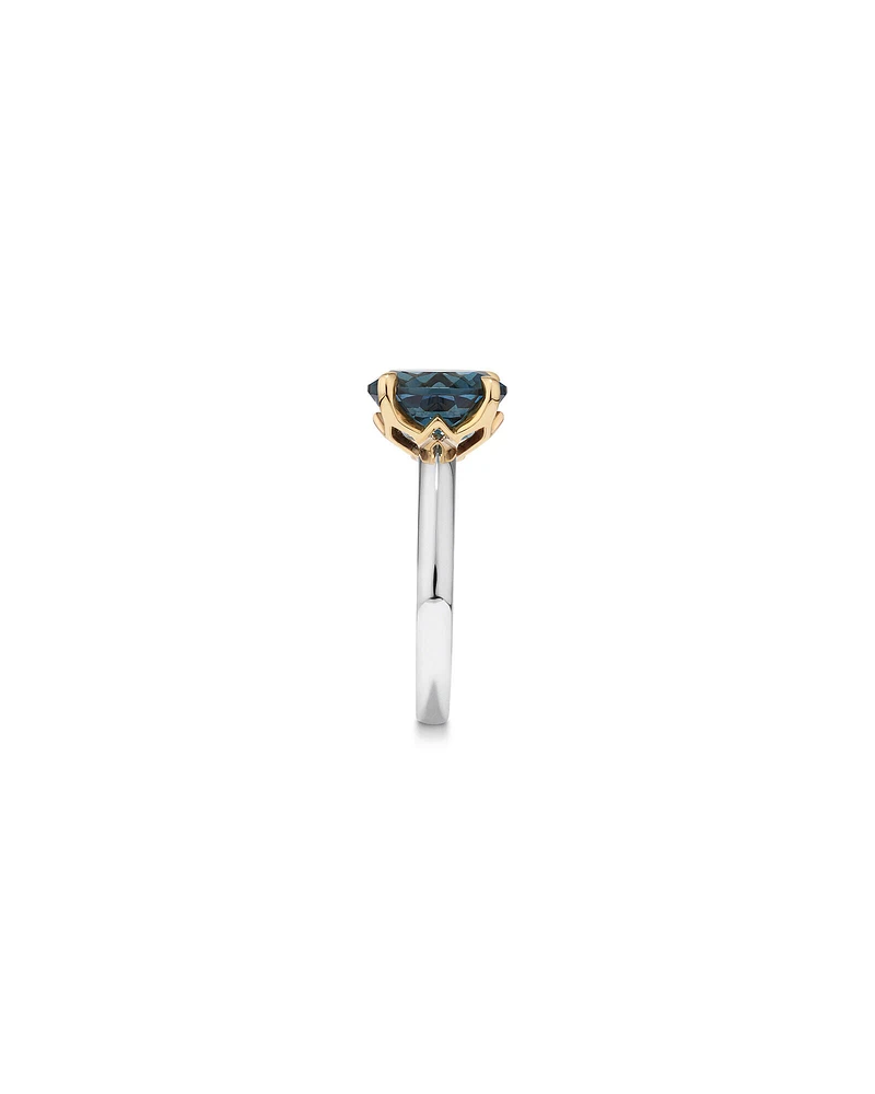 Ring with London Blue Topaz in Sterling Silver and 10kt Yellow Gold