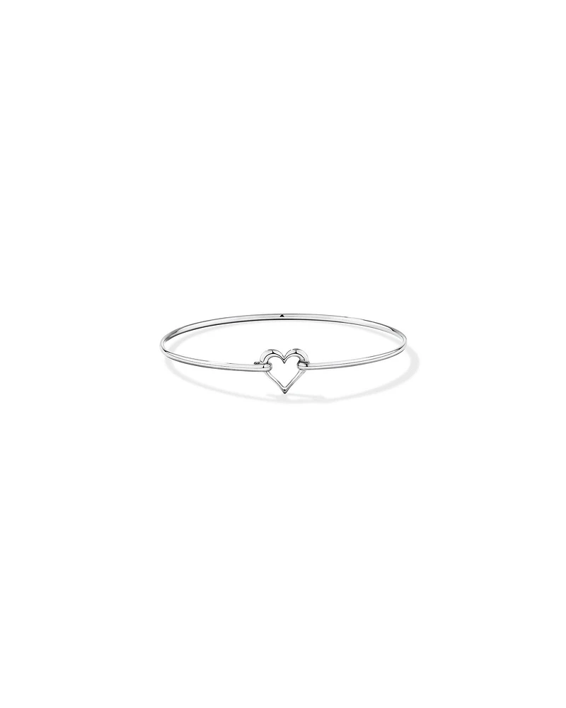 Open Heart Bangle in Sterling Silver