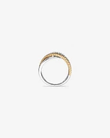 Crossover Wrap Ring with .15 Carat TW Diamonds in Sterling Silver and 10kt Yellow Gold