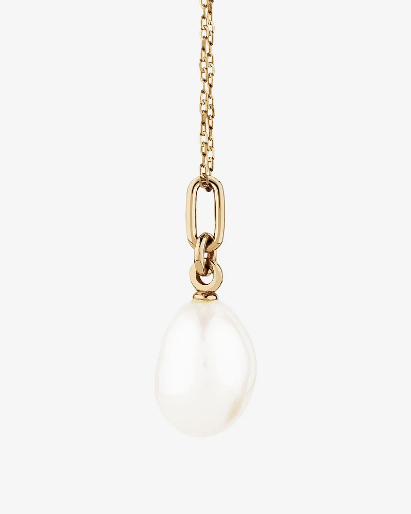 Pendant with Cultured Freshwater Baroque Pearl in 10kt Yellow Gold