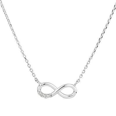 45cm (17") Infinity Necklace with Cubic Zirconia in Sterling Silver