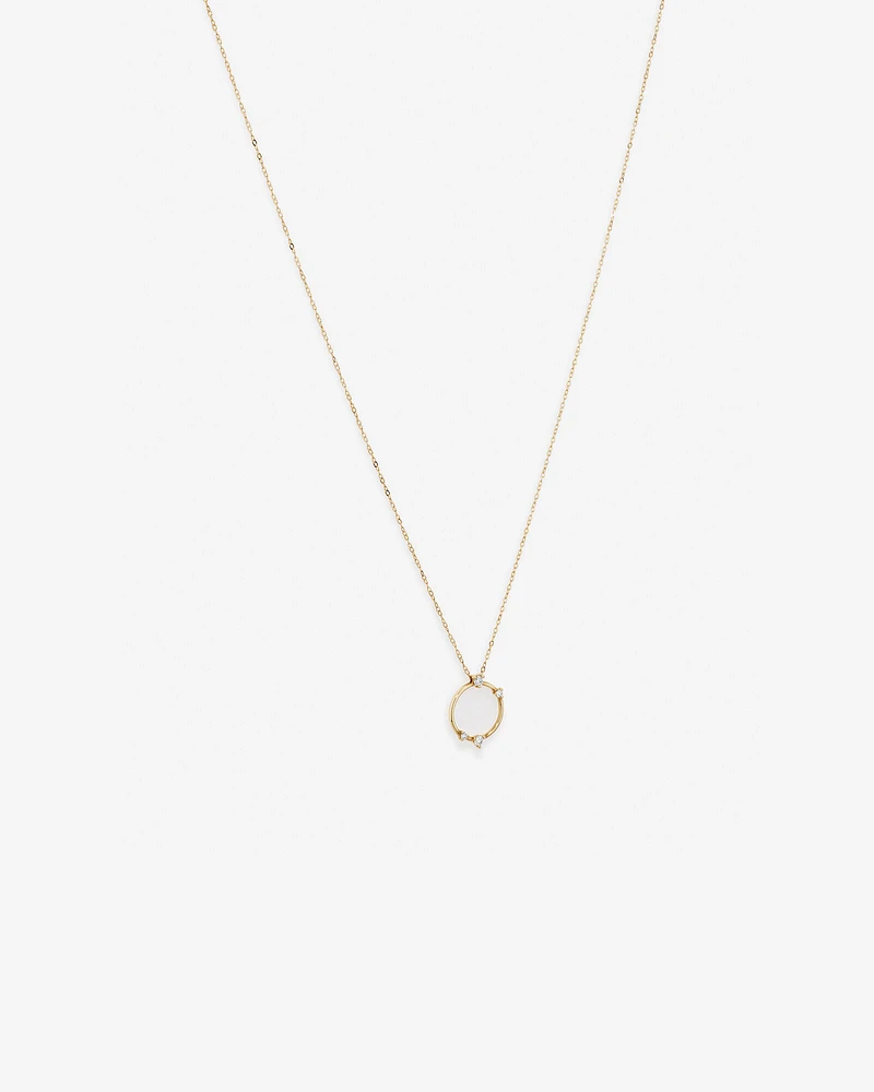 Diamond Studded Circle Necklace in 10kt Yellow Gold