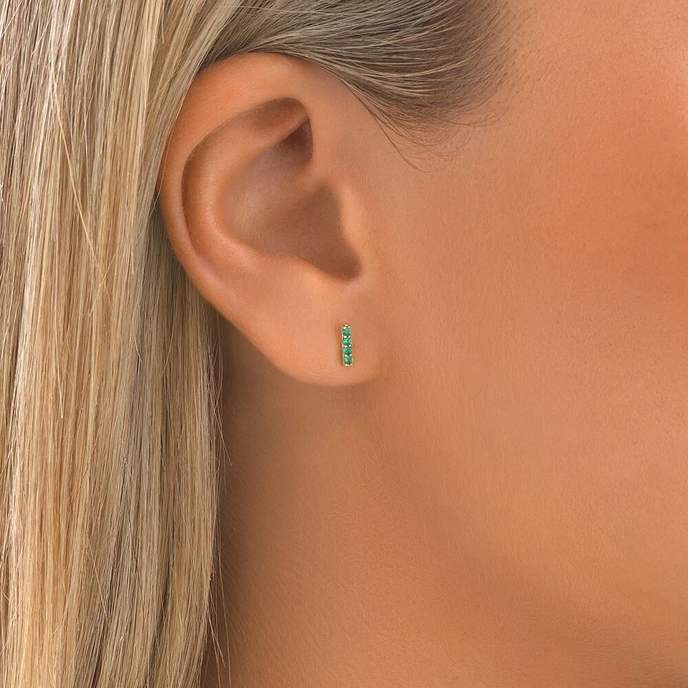 Bar Emerald Earrings in 10kt Yellow Gold