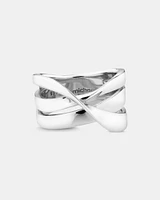 Sculpture Ribbon Crossover Ring Sterling Silver