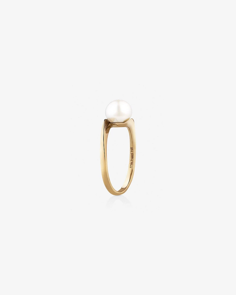 Twist Ring with Cultured Freshwater Pearl in 10kt Yellow Gold