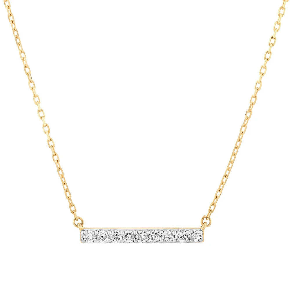 Bar Necklace with 0.10 Carat TW of Diamonds in 10kt Yellow Gold