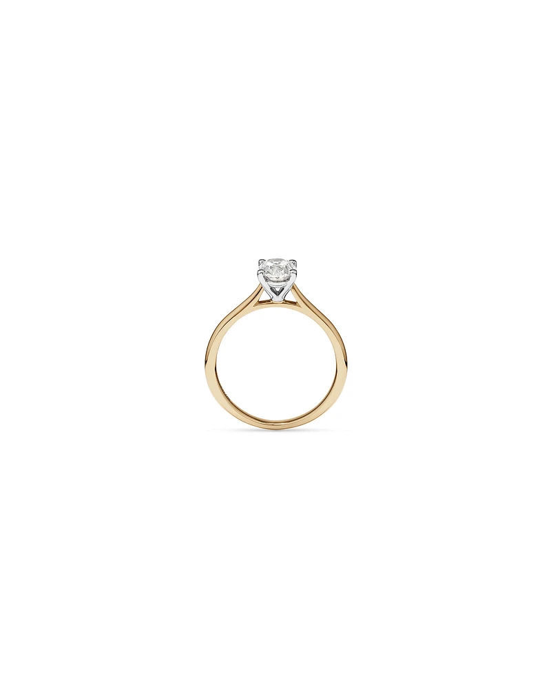 1.00 Carat TW Oval Solitaire Engagement Ring in 14kt Yellow and White Gold