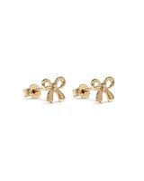 Cubic Zirconia Bow Stud Earrings in 10kt Yellow Gold