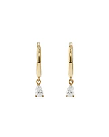 Pear Cubic Zirconia Charm Hoop Stud Earrings in 10kt Yellow Gold