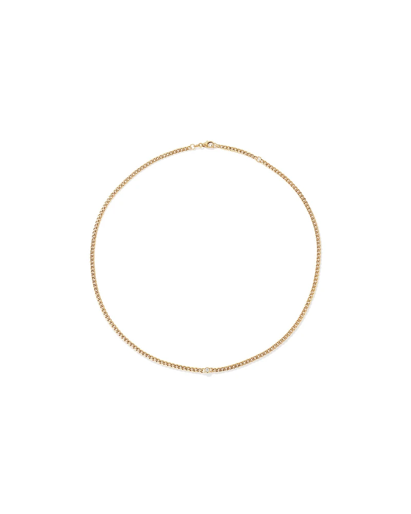 Diamond Accent Curb Chain Necklace in 10kt Yellow Gold