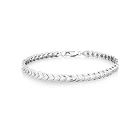 Leaf Link Metal Tennis Bracelet in Sterling Silver