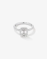 1.78 Carat TW Emerald Cut Laboratory-Grown Diamond Halo Engagement Ring in 14kt White Gold