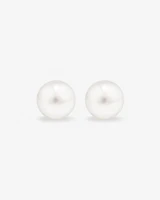 Stud Earrings with 9mm Button Cultured Freshwater Pearls in Sterling Silver