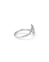 1.82 Carat TW Pear Cut Laboratory-Grown Diamond Halo Engagement Ring in 14kt White Gold