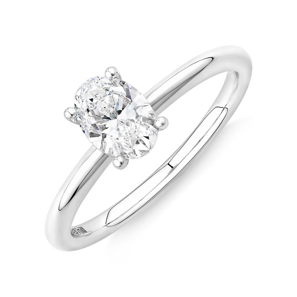 Solitaire Engagement Ring with Carat TW of Laboratory-Grown Diamond in 14kt White Gold