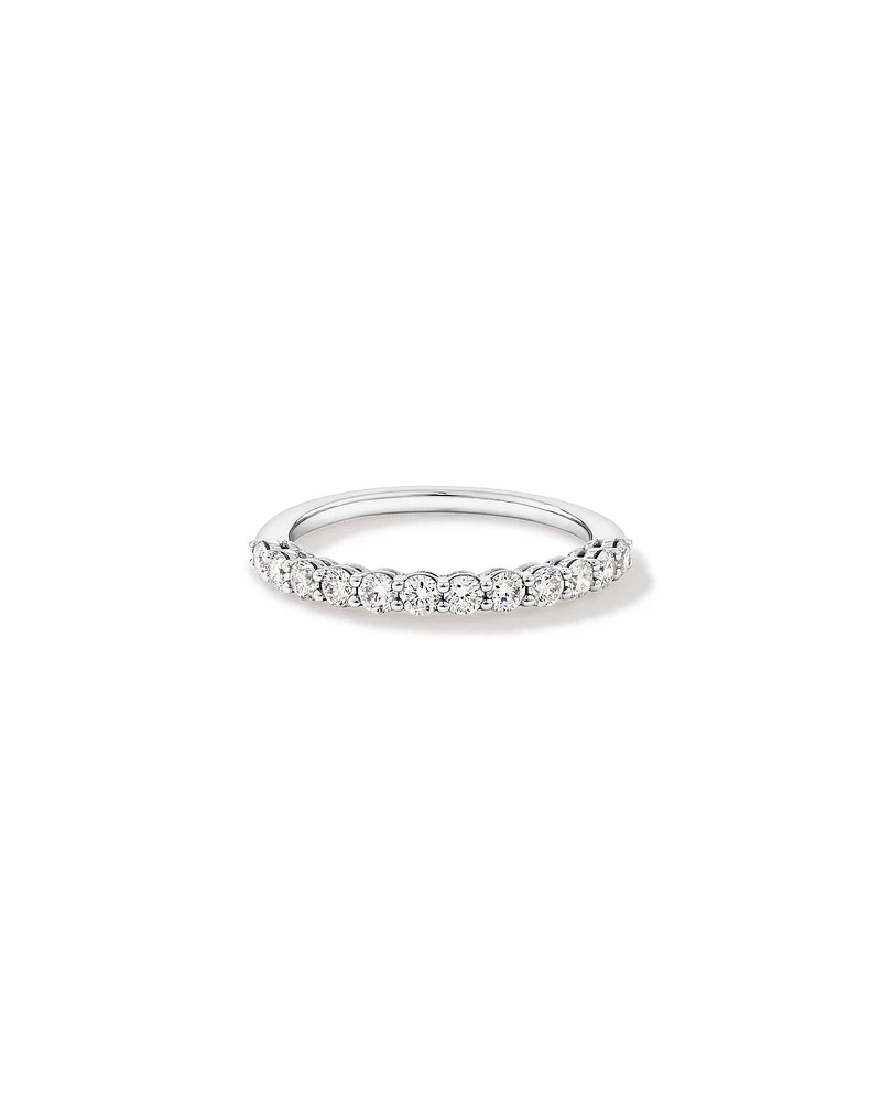 0.60 Carat TW Claw Set Round Brilliant Laboratory-Grown Diamond Wedding Ring in 14kt White Gold